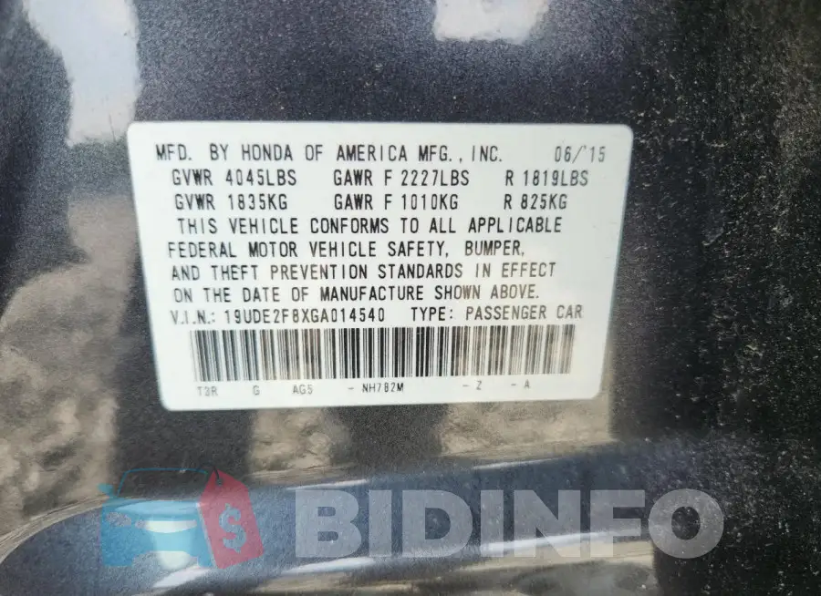 19UDE2F8XGA014540 Photo# 12