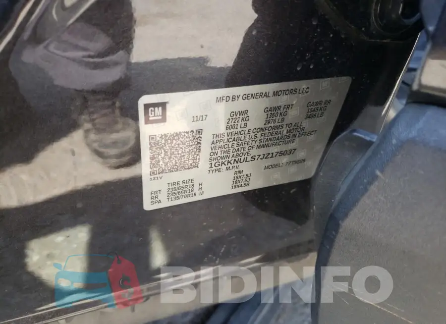 1GKKNULS7JZ175037 Photo# 13