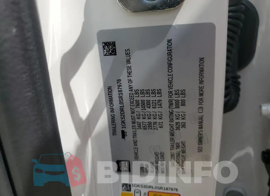 1GKS2DRL0SR187976 Photo# 13
