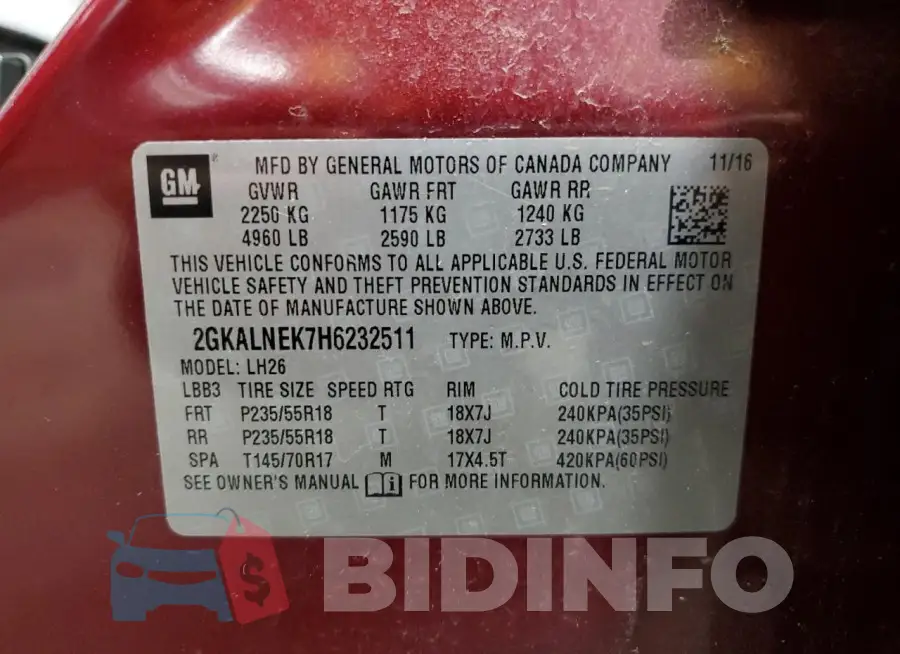 2GKALNEK7H6232511 Photo# 13