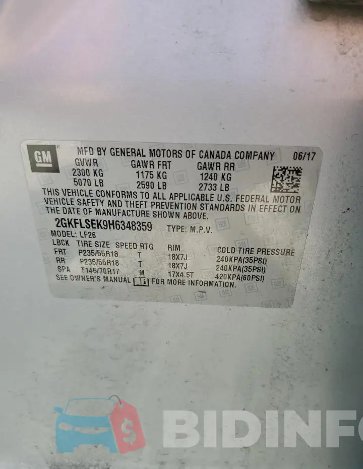 2GKFLSEK9H6348359 Photo# 13