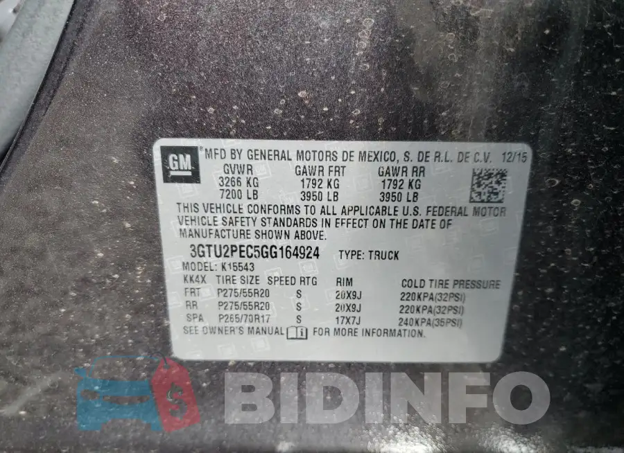 3GTU2PEC5GG164924 Photo# 12
