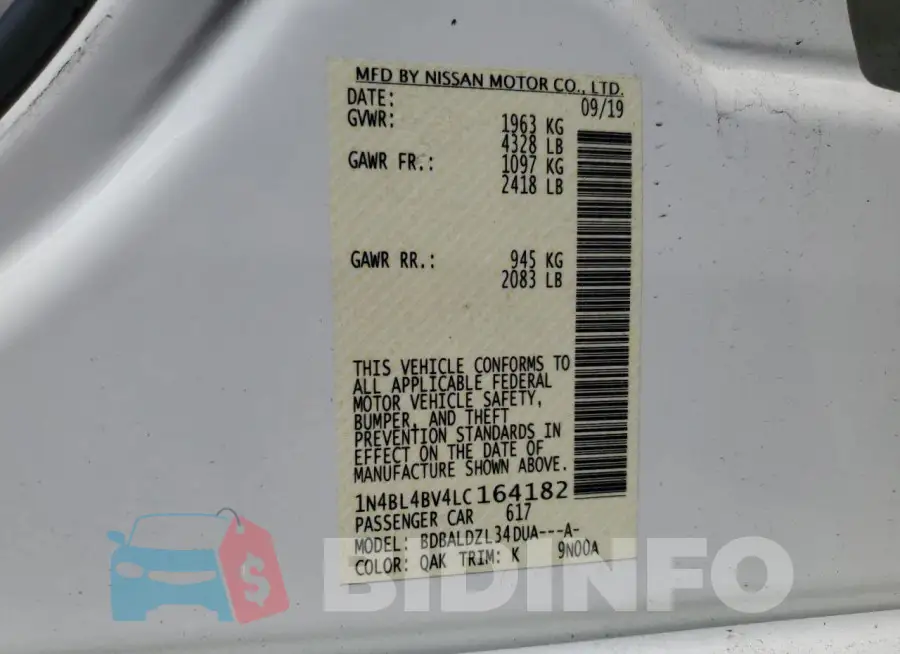 1N4BL4BV4LC164182 Photo# 12
