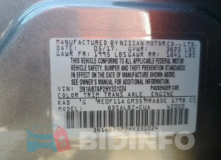 3N1AB7AP2HY331024 Photo# 13
