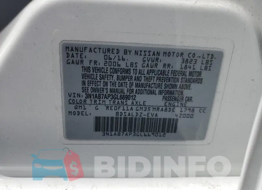 3N1AB7AP3GL669012 Photo# 12