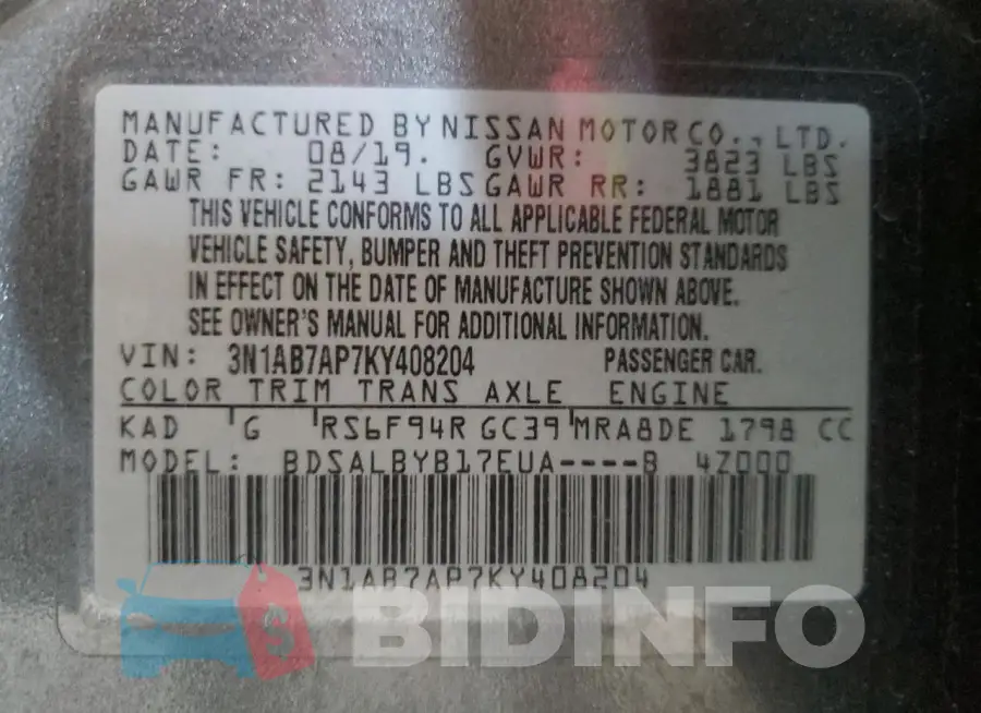 3N1AB7AP7KY408204 Photo# 12