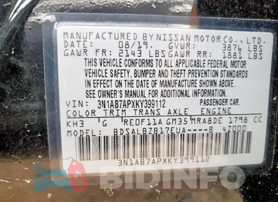 3N1AB7APXKY399112 Photo# 12