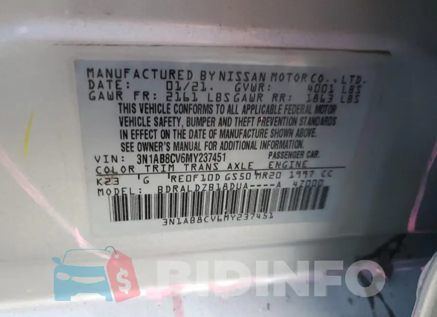 3N1AB8CV6MY237451 Photo# 12
