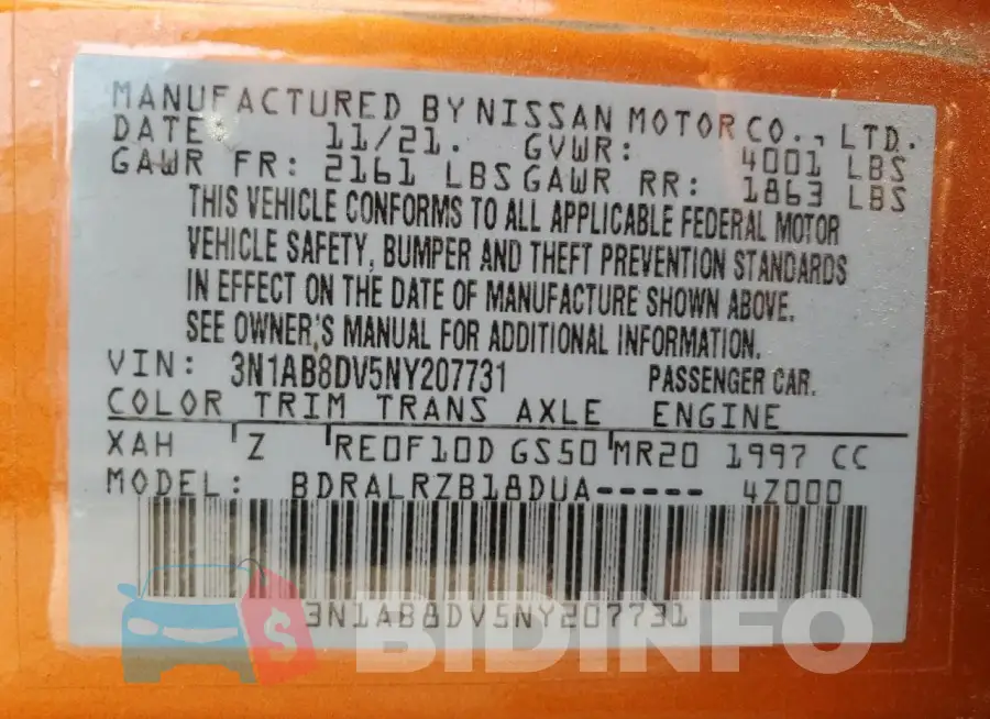 3N1AB8DV5NY207731 Photo# 12