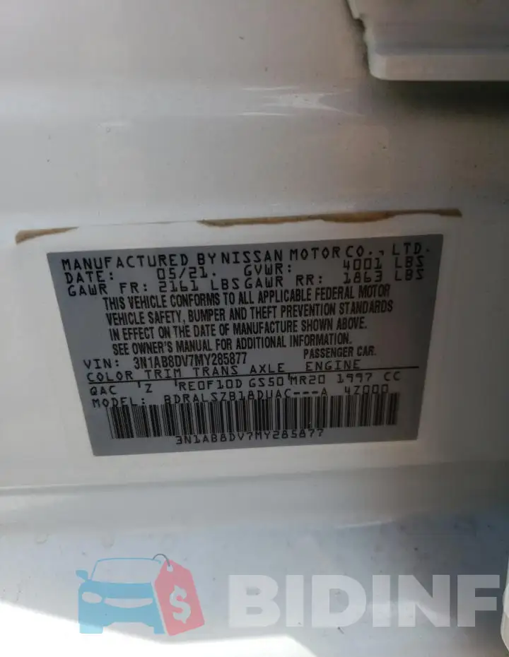 3N1AB8DV7MY285877 Photo# 12