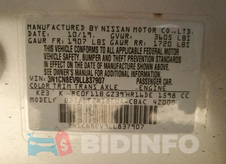 3N1CN8EV9LL837907 Photo# 12