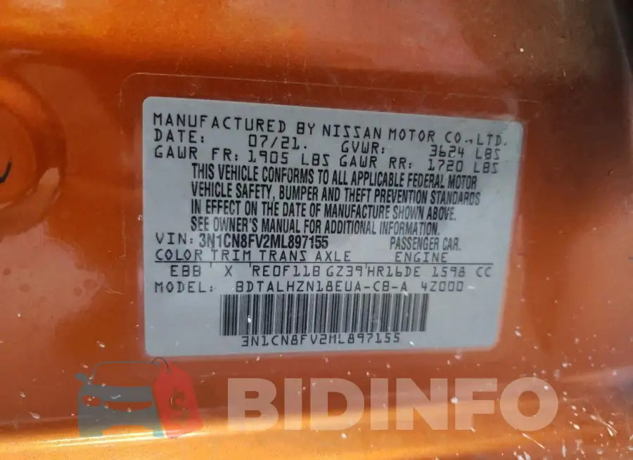 3N1CN8FV2ML897155 Photo# 13