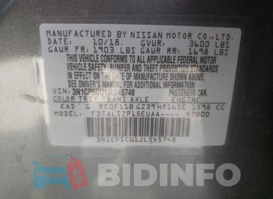 3N1CP5CU1JL545748 Photo# 13