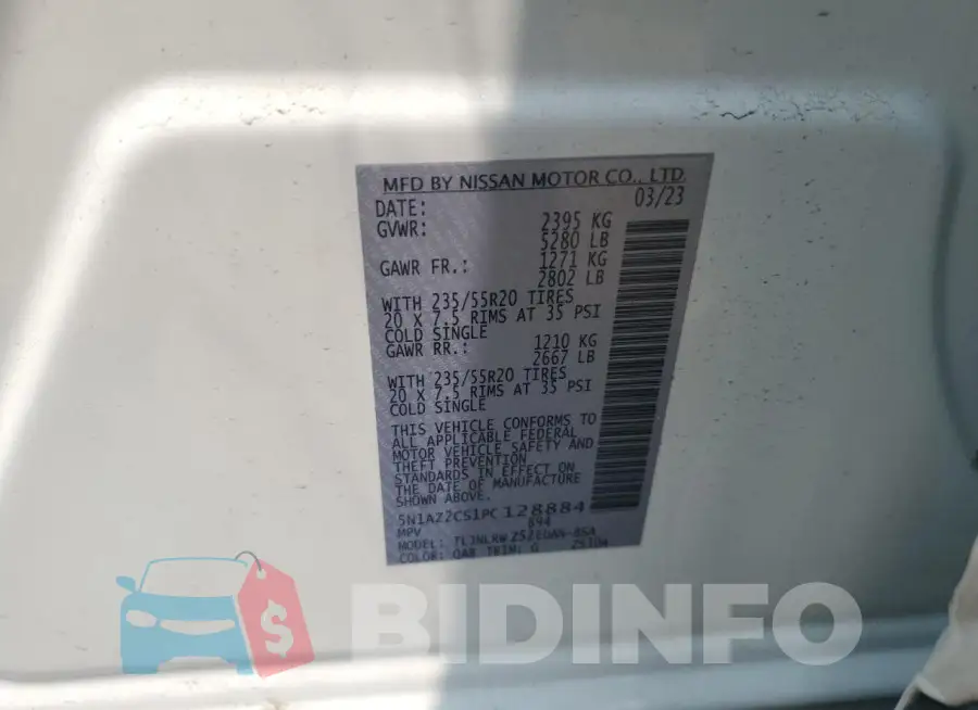 5N1AZ2CS1PC128884 Photo# 14