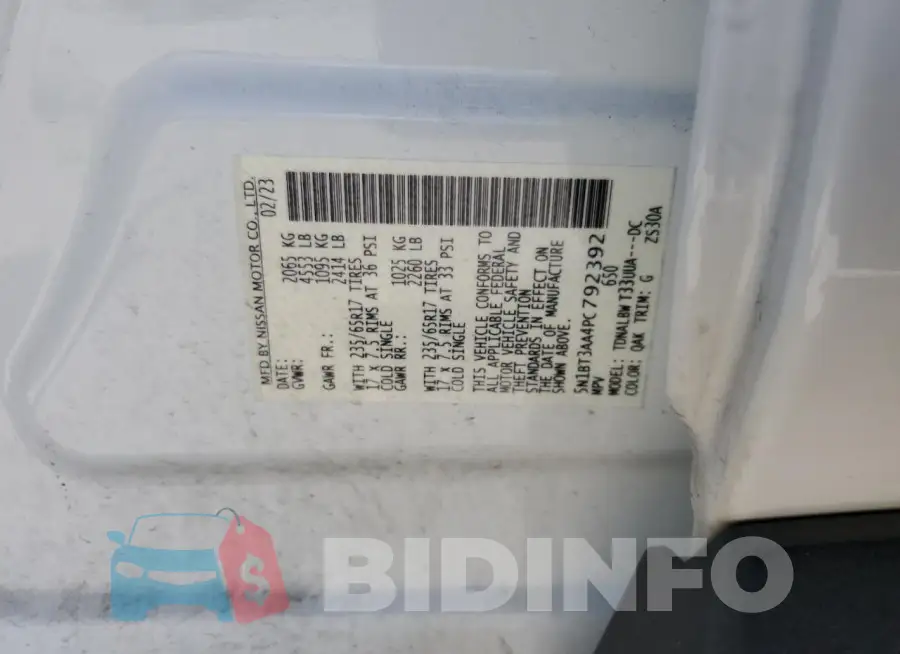 5N1BT3AA4PC792392 Photo# 13