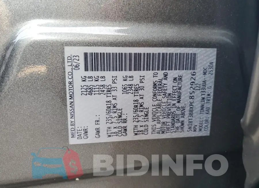 5N1BT3BBXPC852926 Photo# 14