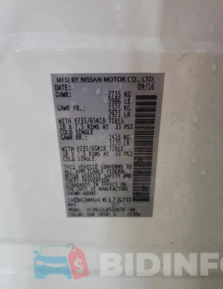 5N1DR2MM5HC617870 Photo# 13