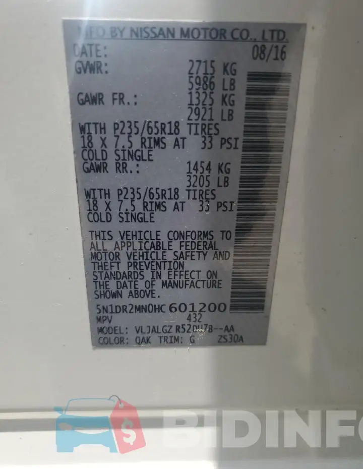 5N1DR2MN0HC601200 Photo# 13