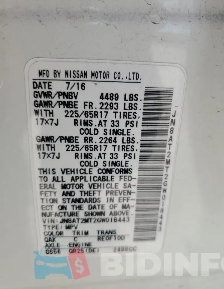 JN8AT2MT2GW018443 Photo# 13