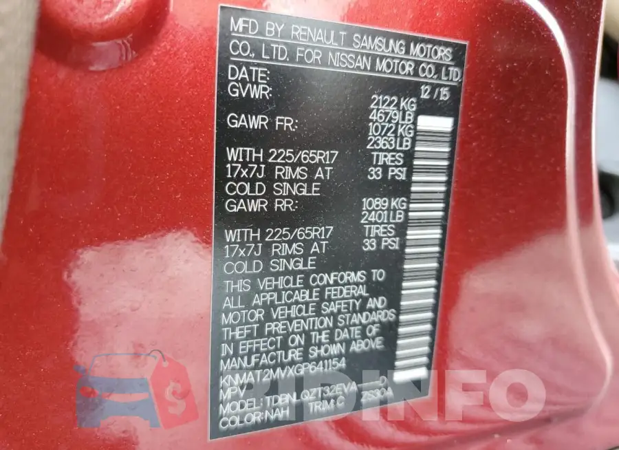 KNMAT2MVXGP641154 Photo# 13