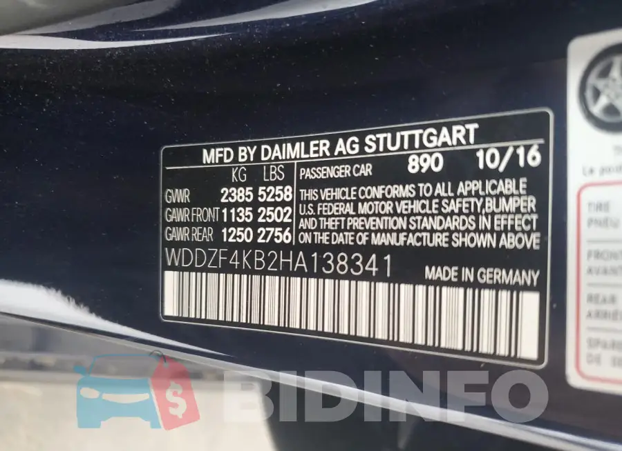 WDDZF4KB2HA138341 Photo# 12