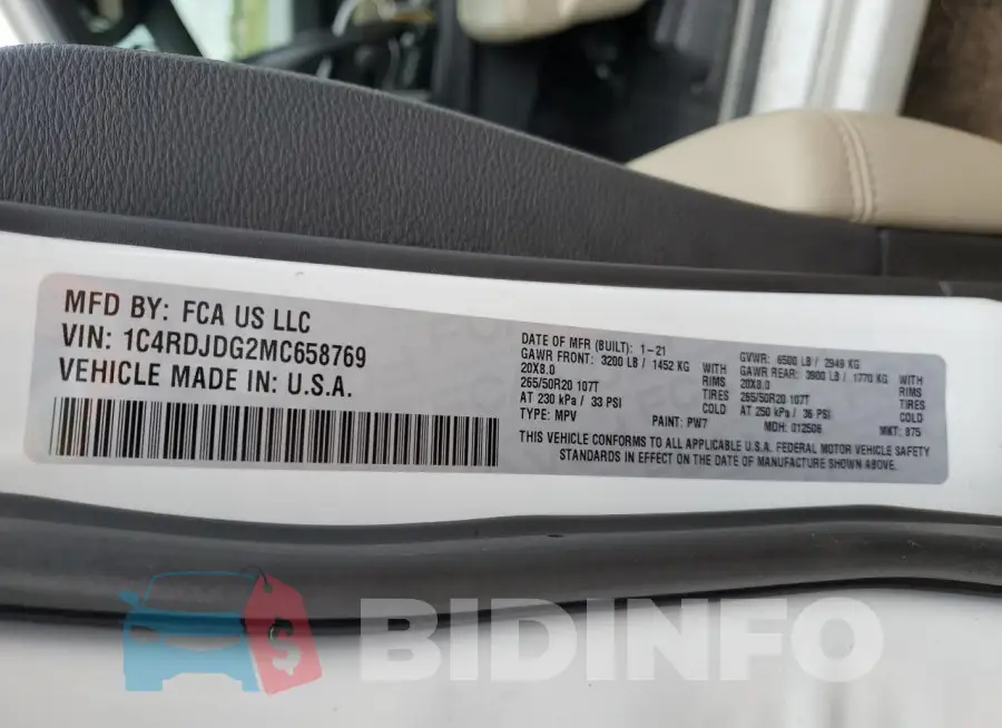 1C4RDJDG2MC658769 Photo# 13