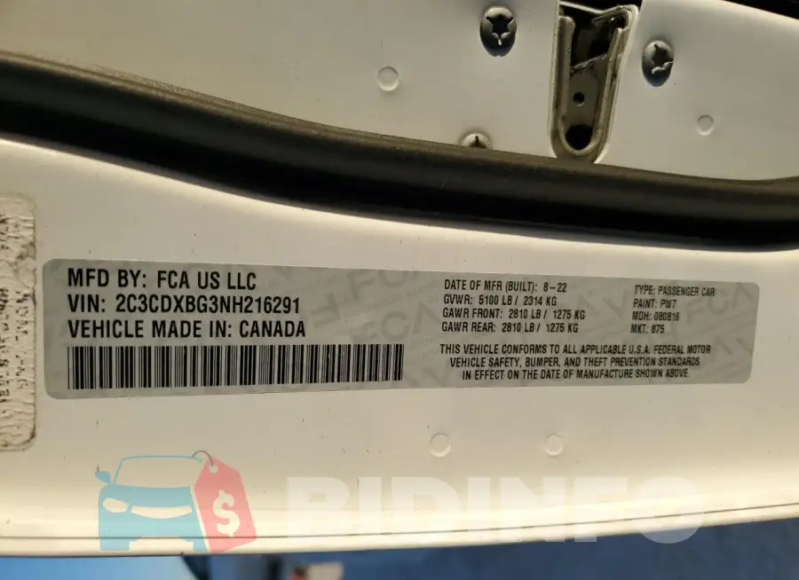 2C3CDXBG3NH216291 Photo# 12