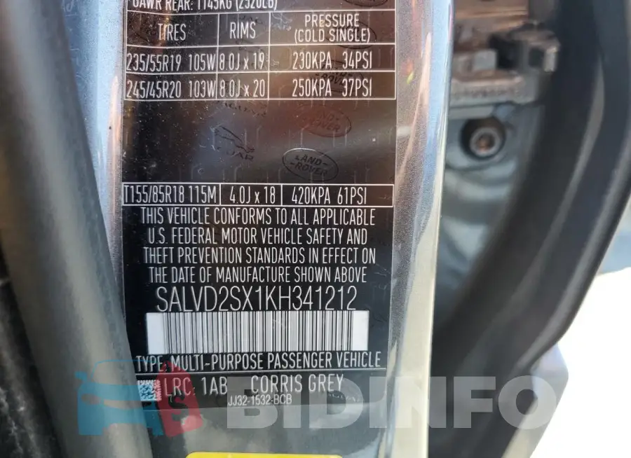 SALVD2SX1KH341212 Photo# 14