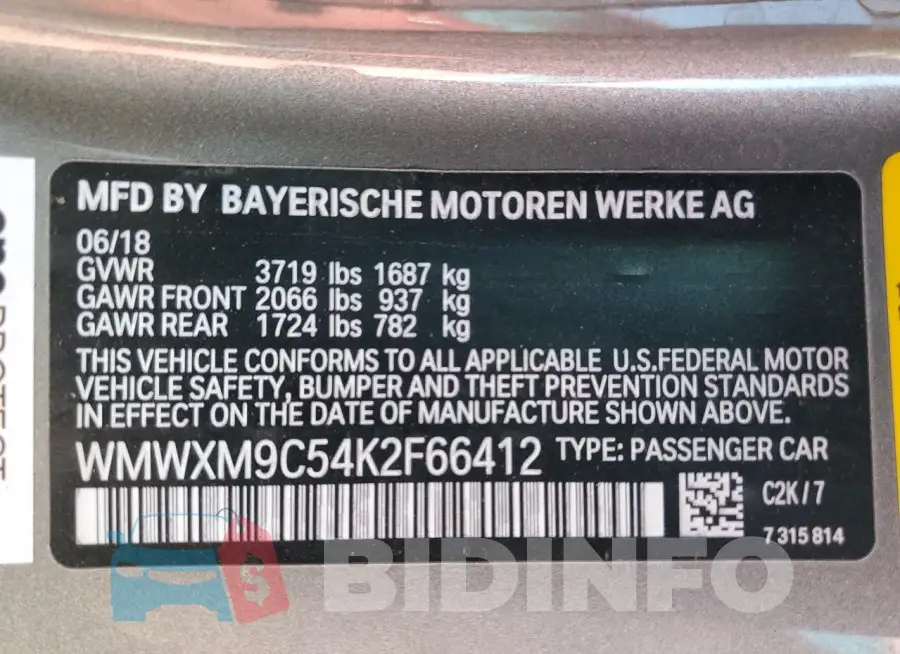 WMWXM9C54K2F66412 Photo# 12