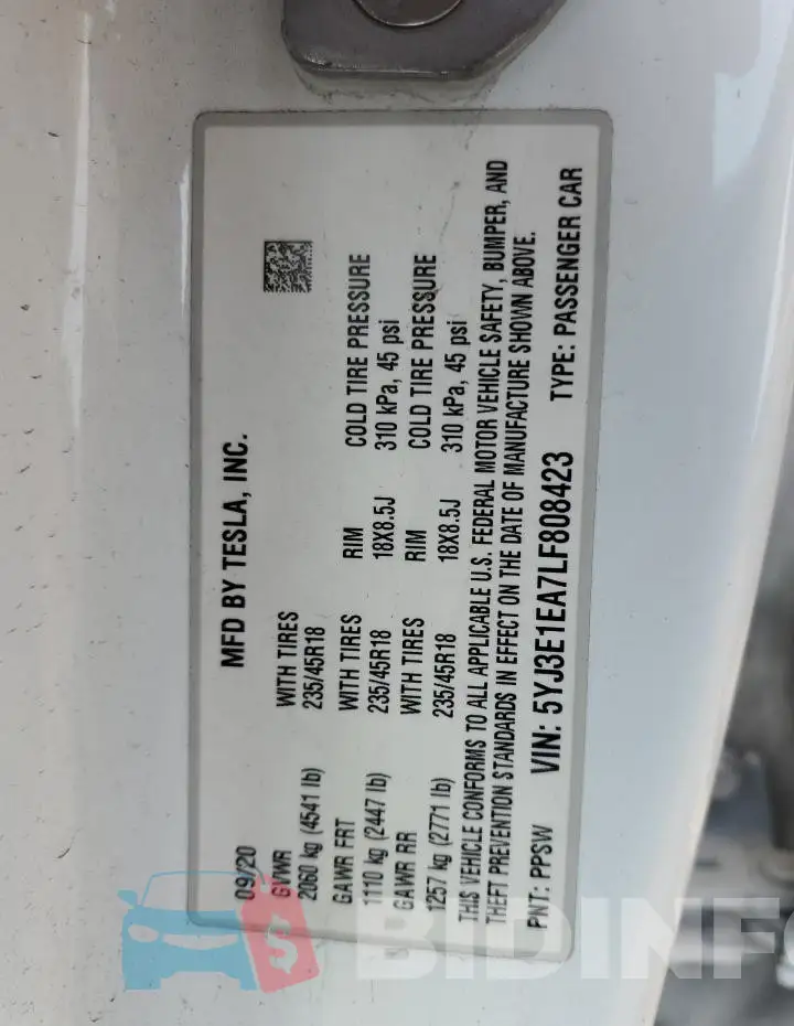 5YJ3E1EA7LF808423 Photo# 13