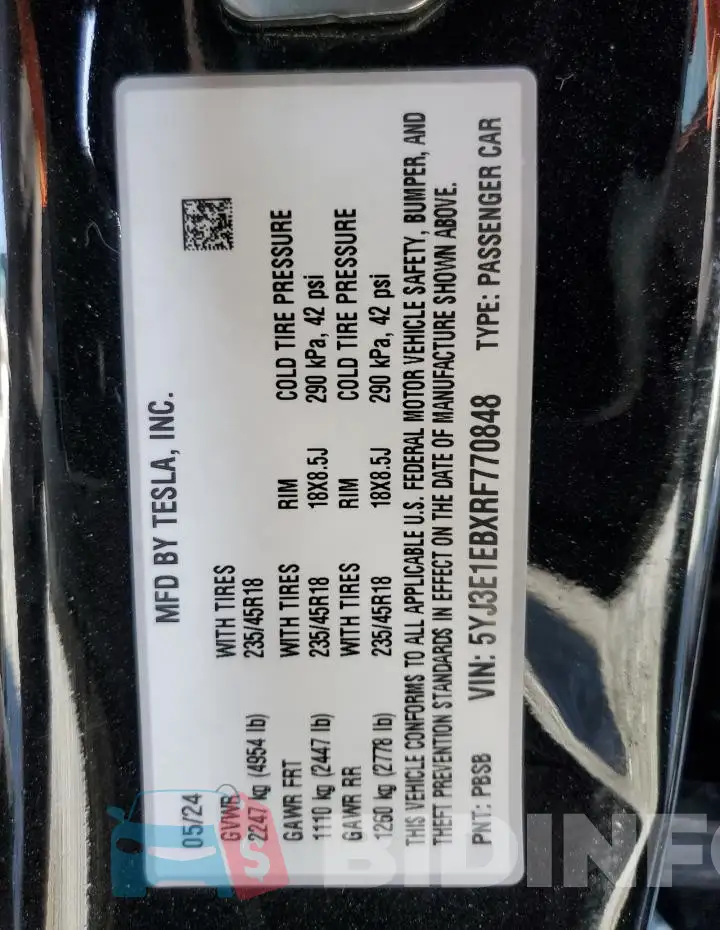 5YJ3E1EBXRF770848 Photo# 13