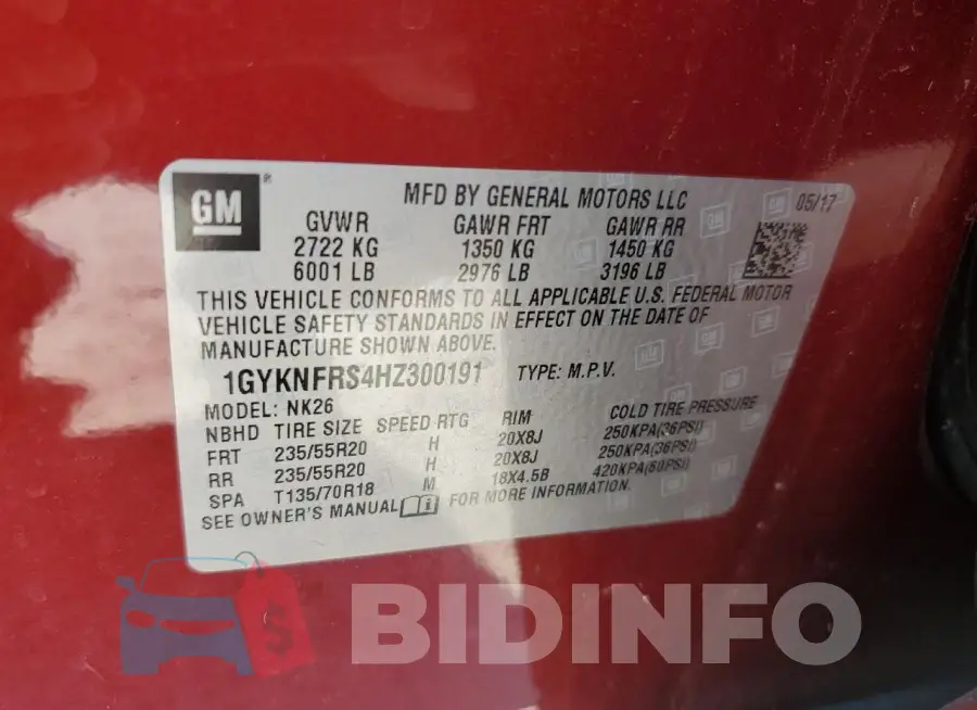 1GYKNFRS4HZ300191 Photo# 12