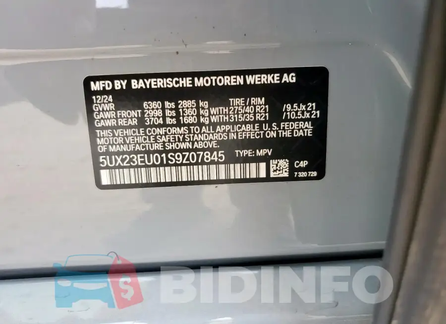 5UX23EU01S9Z07845 Photo# 13