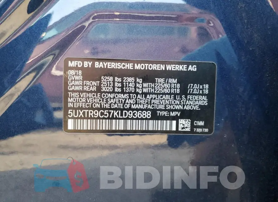 5UXTR9C57KLD93688 Photo# 13