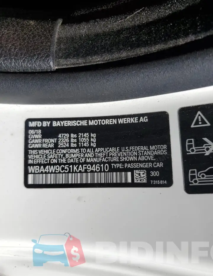 WBA4W9C51KAF94610 Photo# 12
