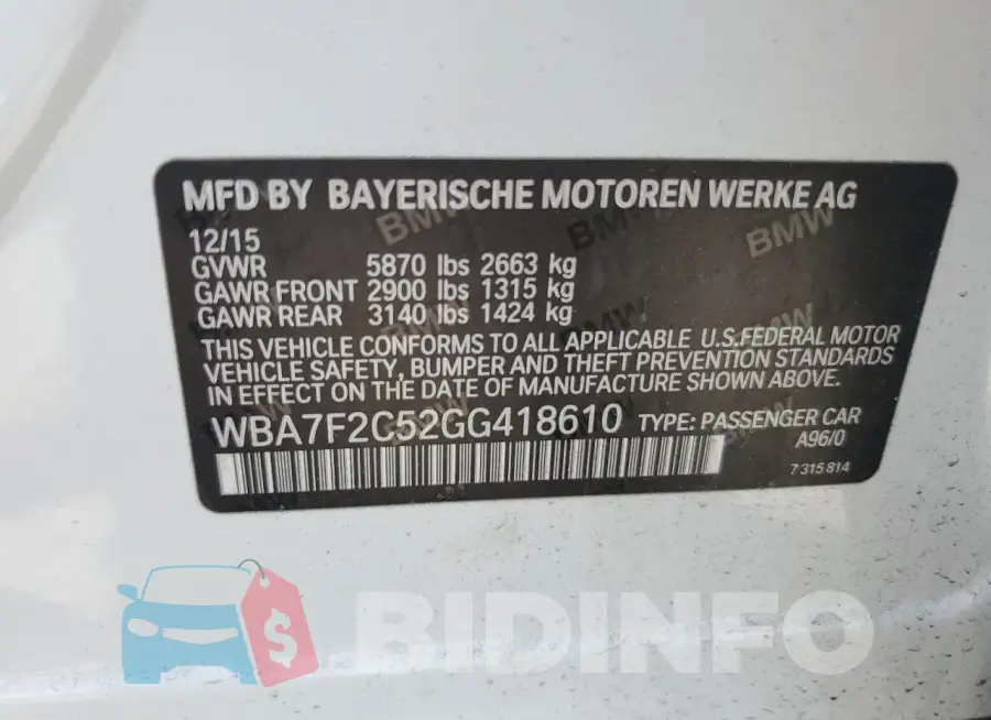WBA7F2C52GG418610 Photo# 12