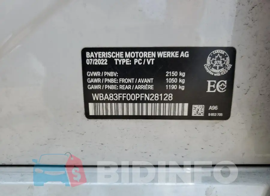 WBA83FF00PFN28128 Photo# 13