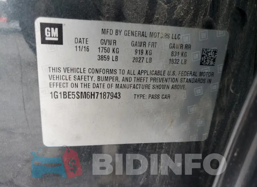 1G1BE5SM6H7187943 Photo# 12