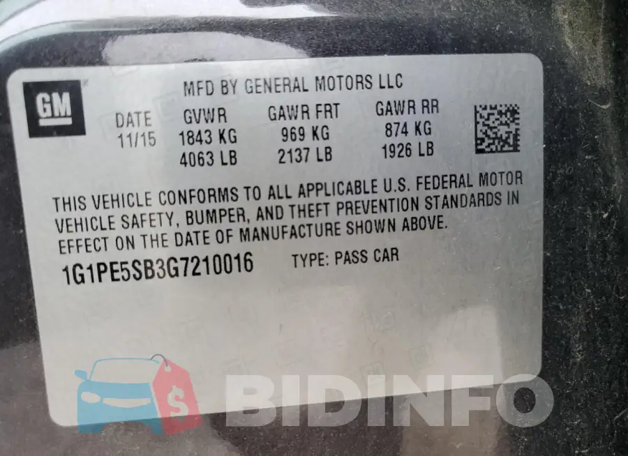1G1PE5SB3G7210016 Photo# 13