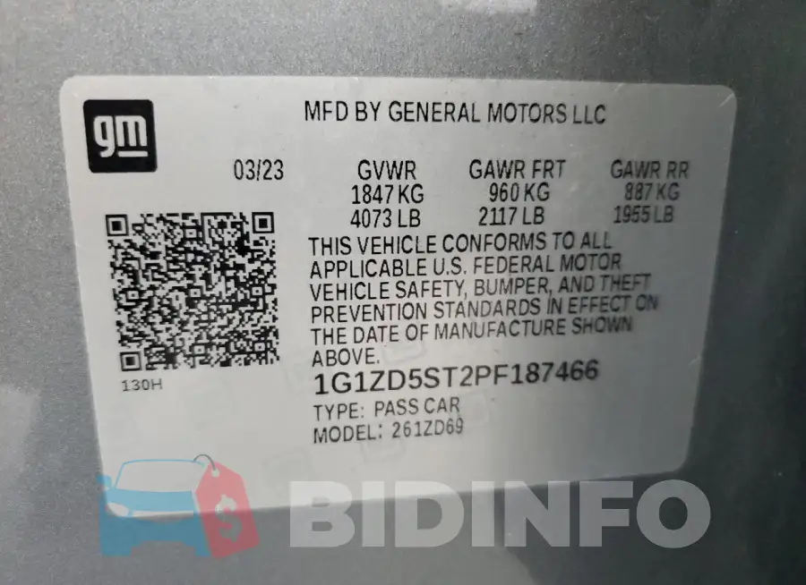 1G1ZD5ST2PF187466 Photo# 13
