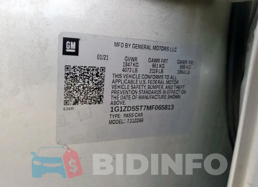 1G1ZD5ST7MF065813 Photo# 12