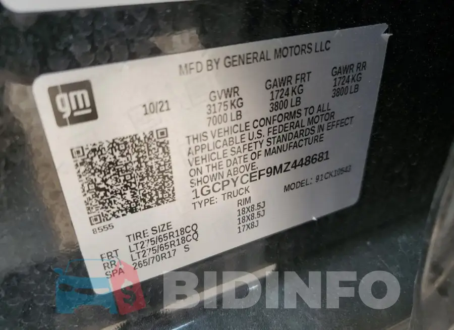1GCPYCEF9MZ448681 Photo# 13