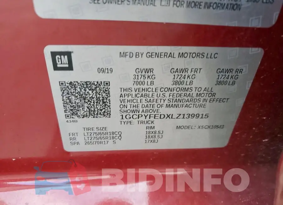 1GCPYFEDXLZ139915 Photo# 12
