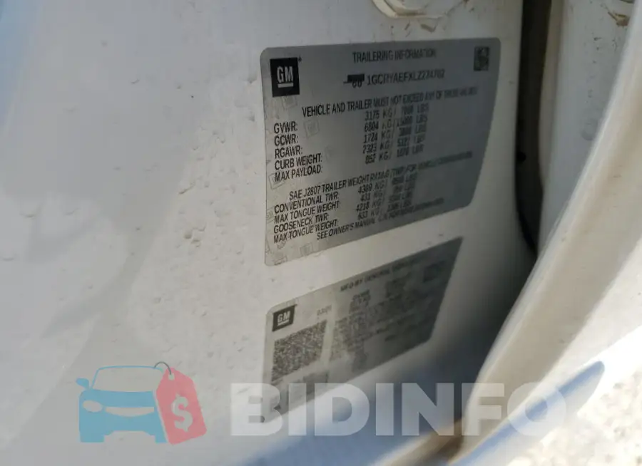 1GCRYAEFXLZ274762 Photo# 12