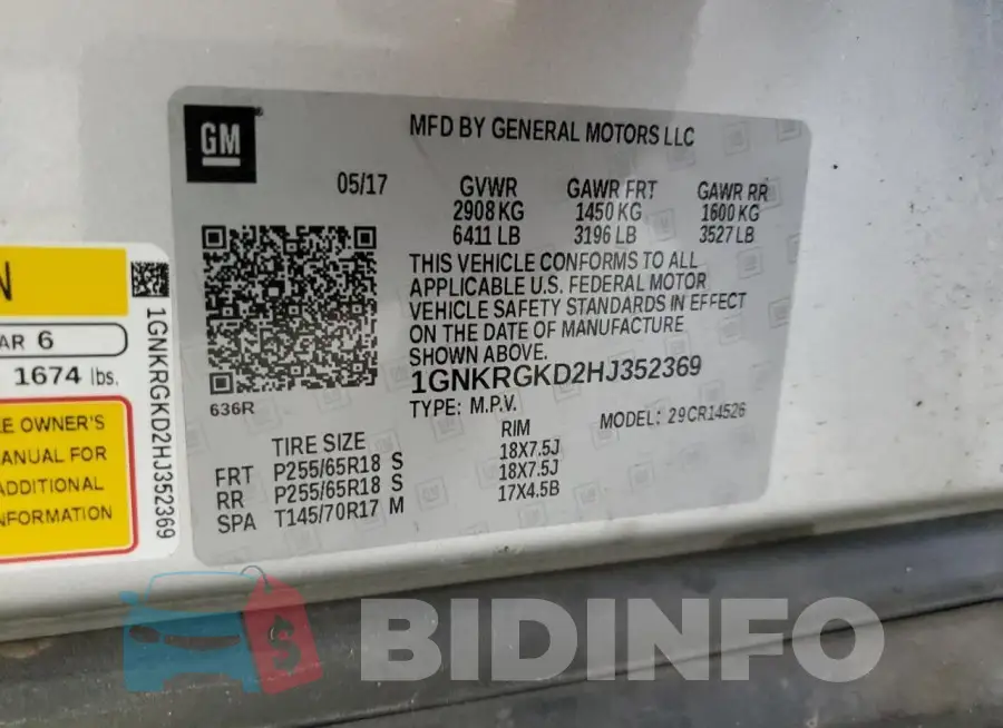 1GNKRGKD2HJ352369 Photo# 13