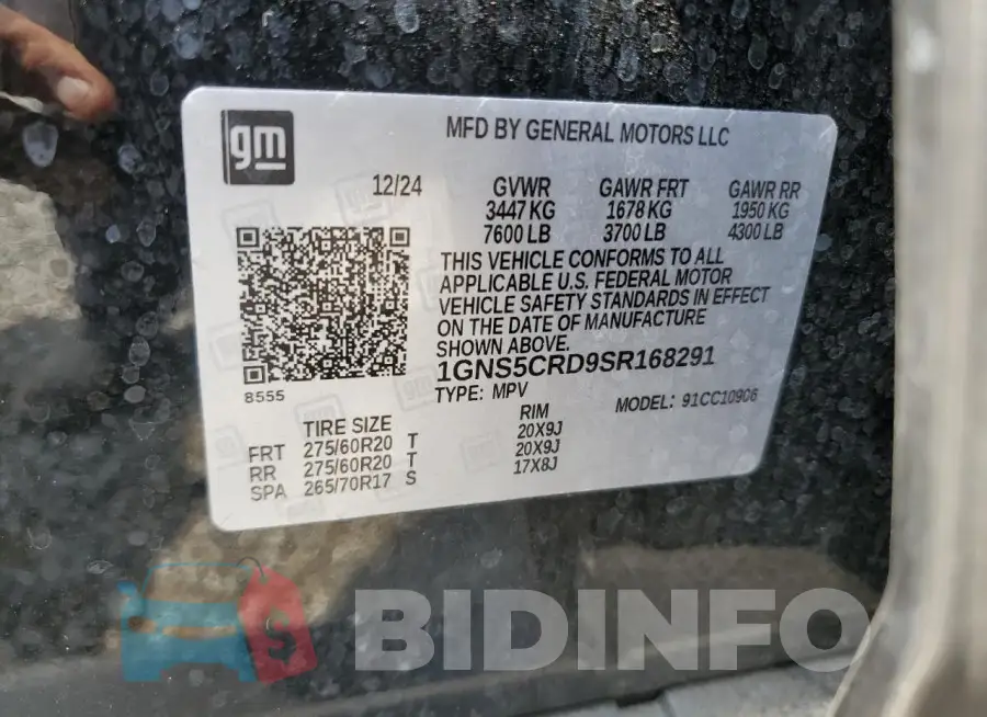 1GNS5CRD9SR168291 Photo# 13