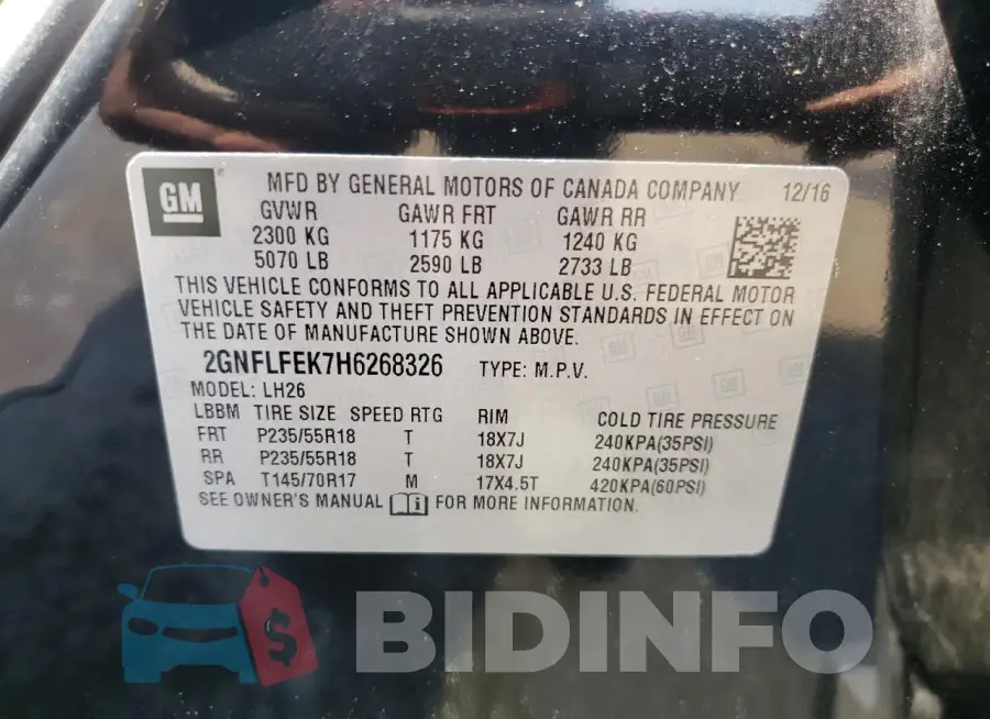 2GNFLFEK7H6268326 Photo# 13
