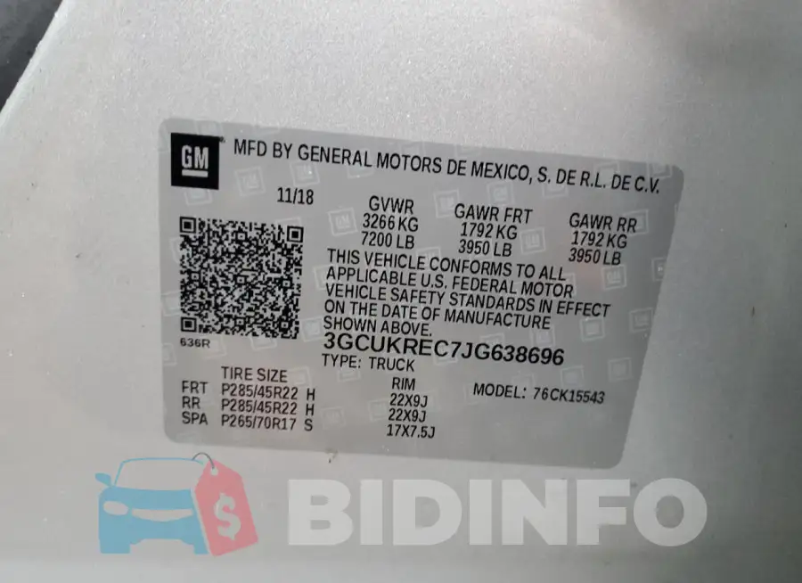 3GCUKREC7JG638696 Photo# 12