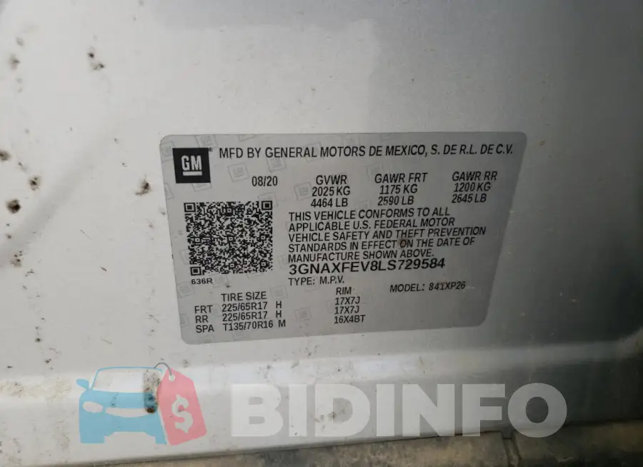 3GNAXFEV8LS729584 Photo# 13