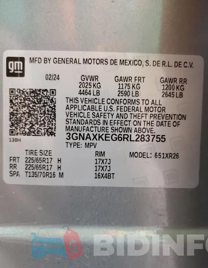 3GNAXKEG6RL283755 Photo# 14